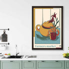 Farmers Market Poster No 6 in Damson Red and Blue