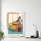Farmers Market Poster No 6 in Damson Red and Blue
