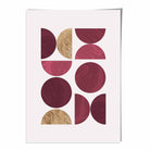 Mid Century Modern Geometric Print No 1 in Damson Red and Gold