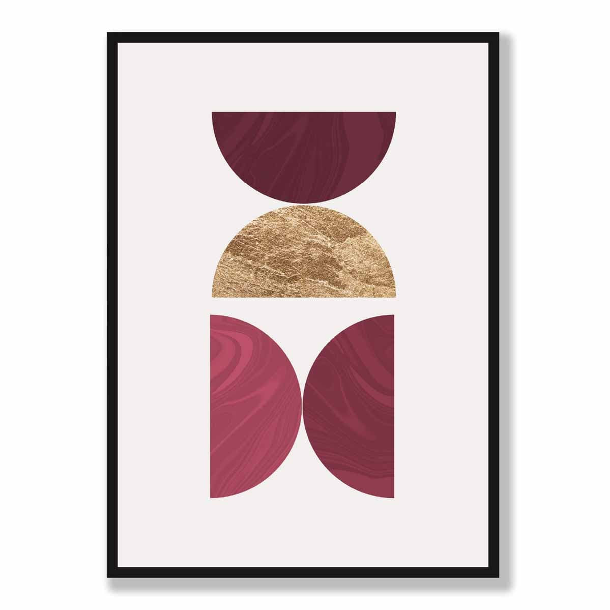 Mid Century Modern Geometric Print No 3 Red and Gold