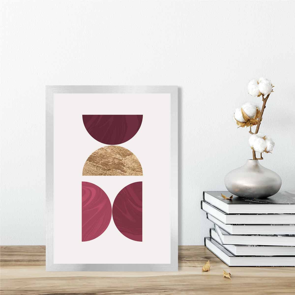 Mid Century Modern Geometric Print No 3 Red and Gold