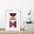 Mid Century Modern Geometric Print No 3 Red and Gold