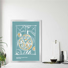 Kitchen Poster Pizza Sketch with Quote in Blue