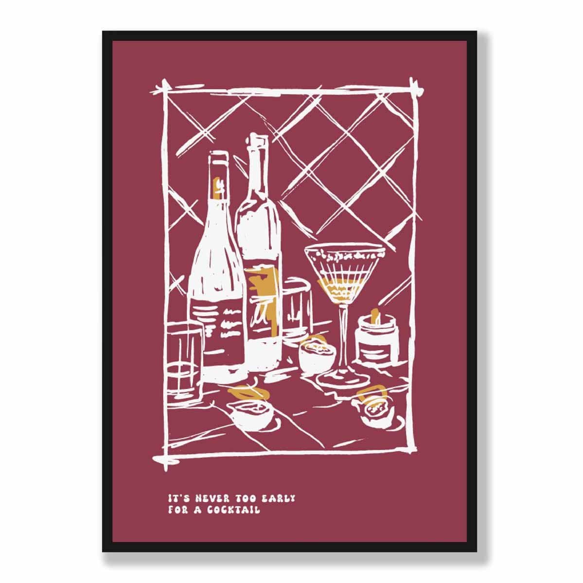 Kitchen Poster Drinks Sketch with Quote in Red