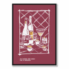 Kitchen Poster Drinks Sketch with Quote in Red