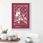 Kitchen Poster Drinks Sketch with Quote in Red