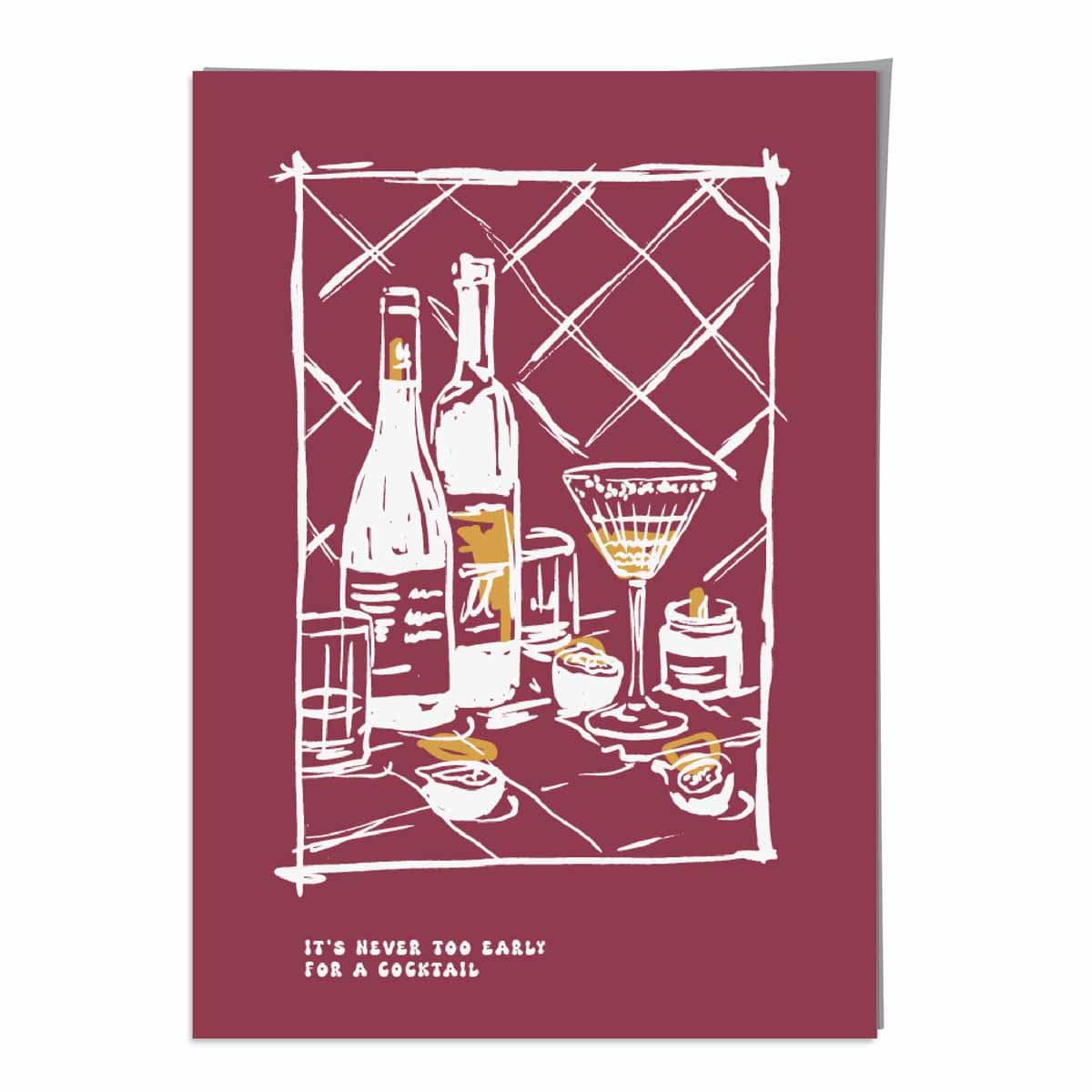 Kitchen Poster Drinks Sketch with Quote in Red