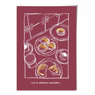 Kitchen Poster Delicious Pastries Sketch with Quote Red