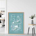 Kitchen Poster Coffee Sketch with Quote in Blue