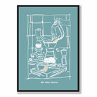 Kitchen Poster Coffee Sketch with Quote in Blue