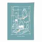 Kitchen Poster Coffee Sketch with Quote in Blue