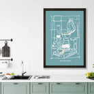 Kitchen Poster Coffee Sketch with Quote in Blue