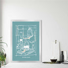 Kitchen Poster Coffee Sketch with Quote in Blue