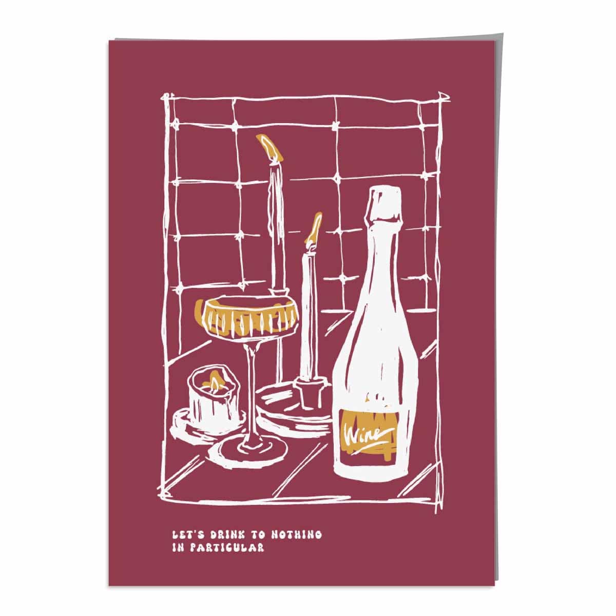 Kitchen Poster Drinks Sketch with Quote on Red