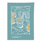 Kitchen Poster Cocktail Sketch with Quote Blue