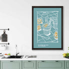 Kitchen Poster Cocktail Sketch with Quote Blue