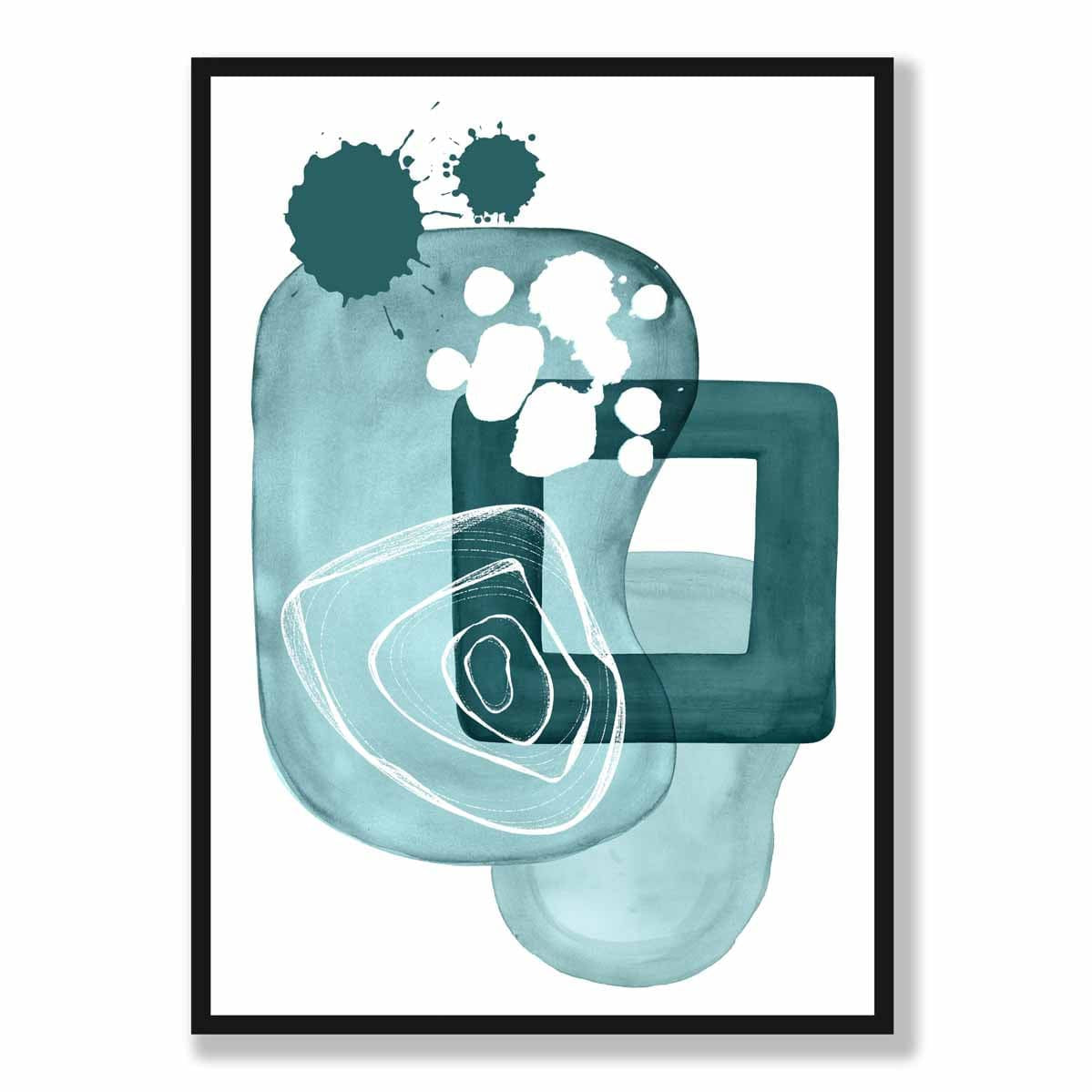 Abstract Aqua Blue and Teal Wall Art Poster No 1