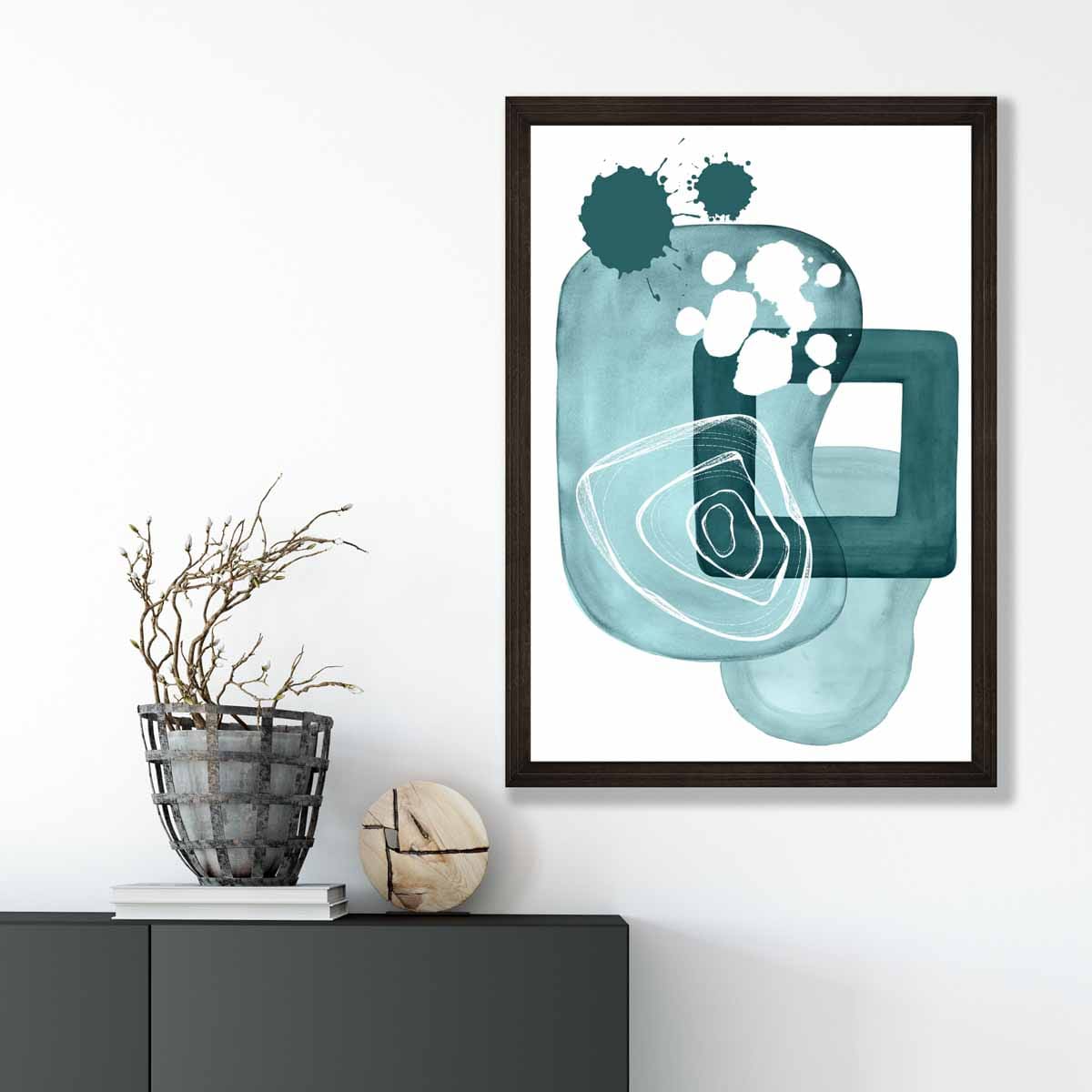 Abstract Aqua Blue and Teal Wall Art Poster No 1