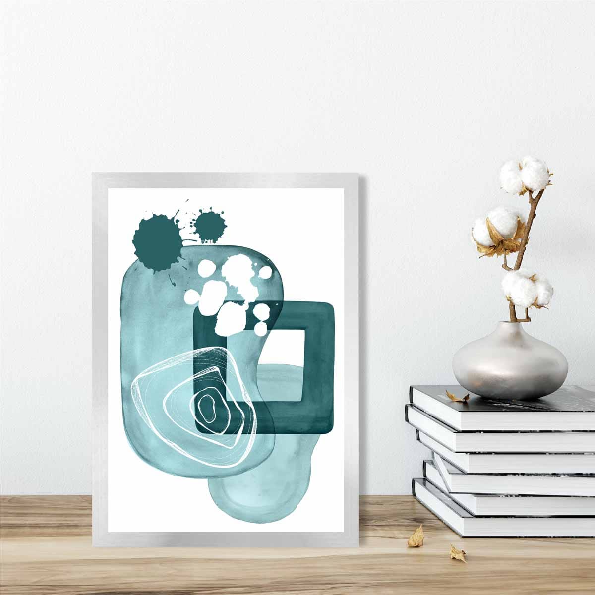 Abstract Aqua Blue and Teal Wall Art Poster No 1