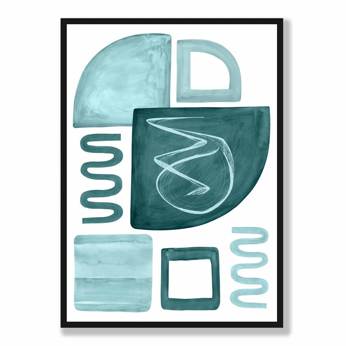Abstract Aqua Blue and Teal Wall Art Poster No 2