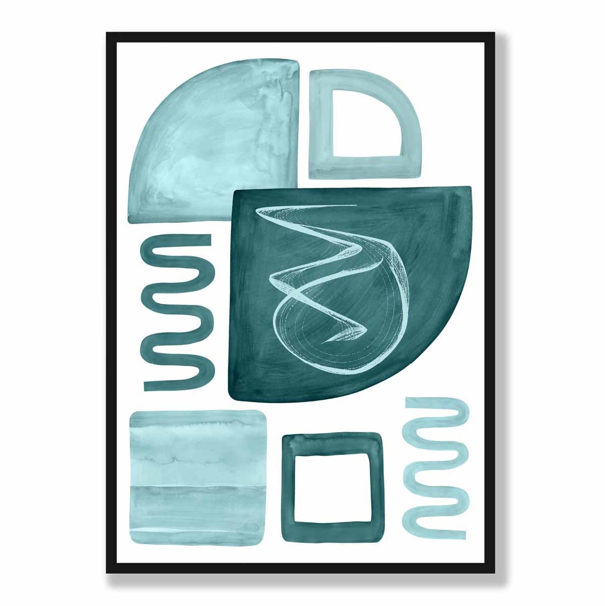 Abstract Aqua Blue and Teal Wall Art Poster No 2