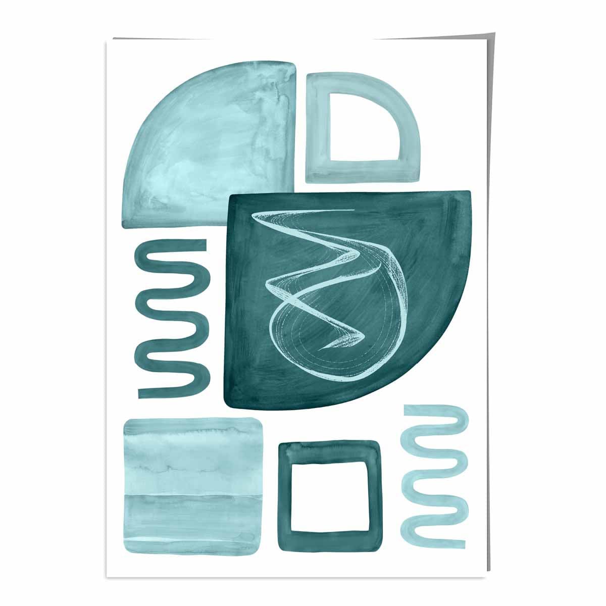 Abstract Aqua Blue and Teal Wall Art Poster No 2