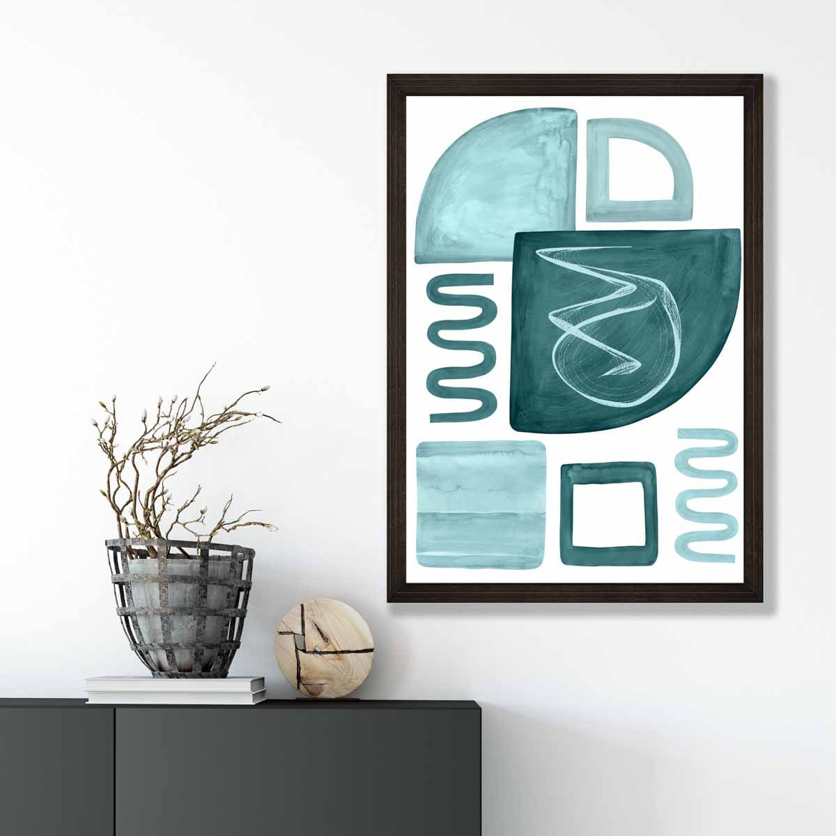 Abstract Aqua Blue and Teal Wall Art Poster No 2