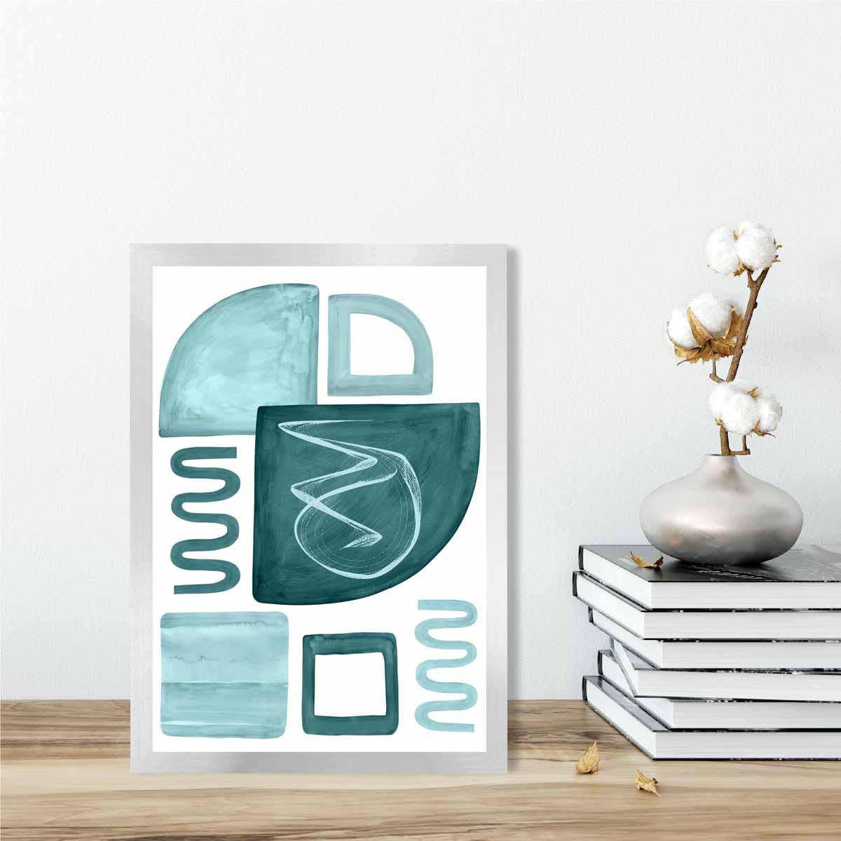 Abstract Aqua Blue and Teal Wall Art Poster No 2
