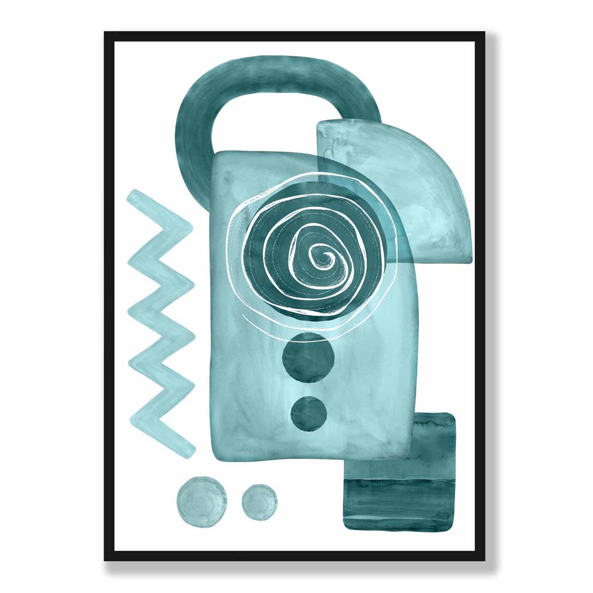 Abstract Aqua Blue and Teal Wall Art Poster No 3