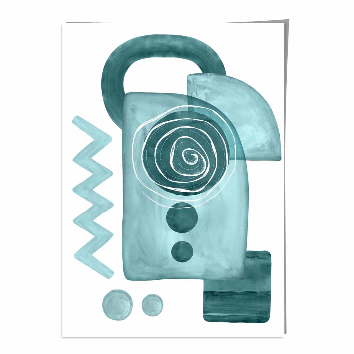 Abstract Aqua Blue and Teal Wall Art Poster No 3