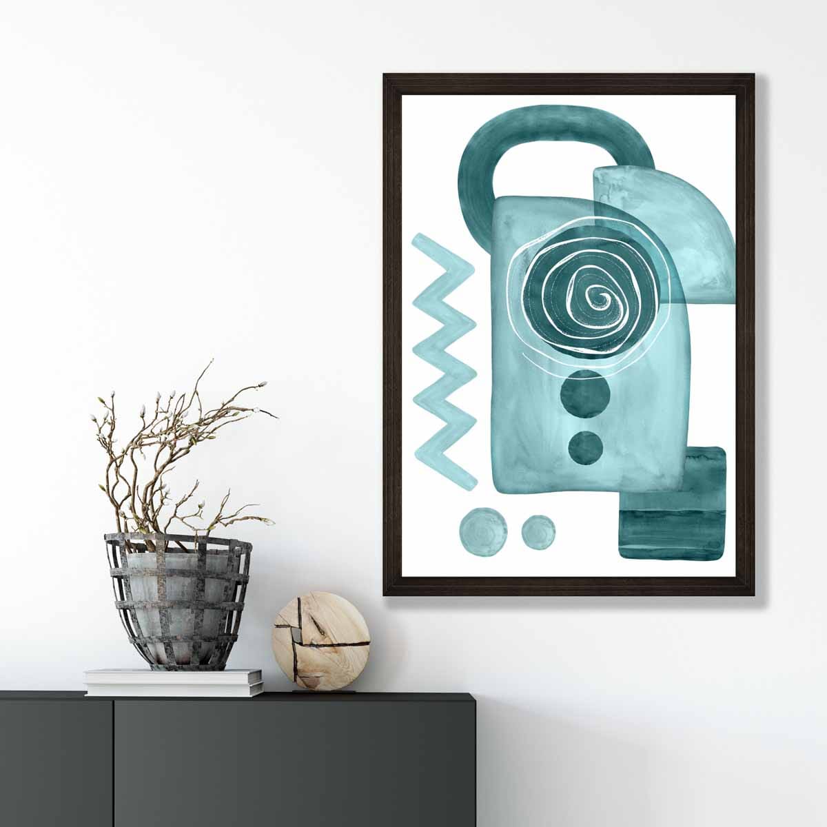 Abstract Aqua Blue and Teal Wall Art Poster No 3