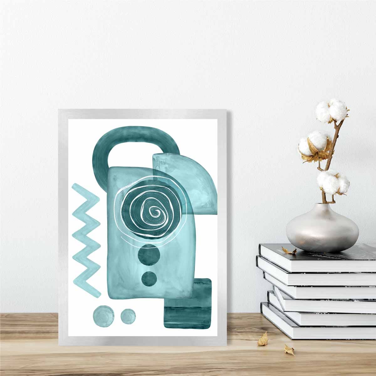 Abstract Aqua Blue and Teal Wall Art Poster No 3