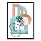 Abstract Aqua Blue and Beige Wall Art Poster No 1