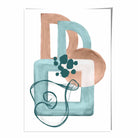 Abstract Aqua Blue and Beige Wall Art Poster No 1