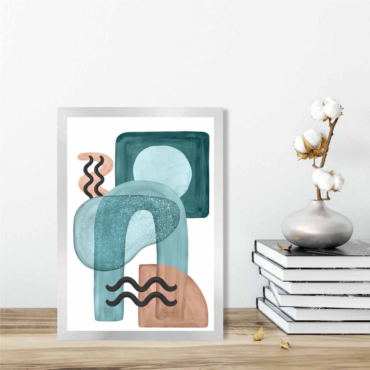 Abstract Aqua Blue and Beige Wall Art Poster No 3