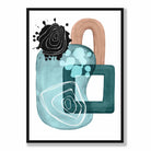 Abstract Aqua Blue and Beige Wall Art Poster No 4