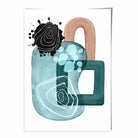 Abstract Aqua Blue and Beige Wall Art Poster No 4
