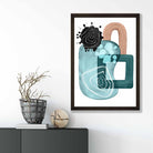 Abstract Aqua Blue and Beige Wall Art Poster No 4