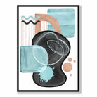 Abstract Aqua Blue and Beige Wall Art Poster No 5