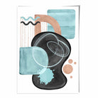 Abstract Aqua Blue and Beige Wall Art Poster No 5