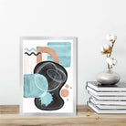 Abstract Aqua Blue and Beige Wall Art Poster No 5