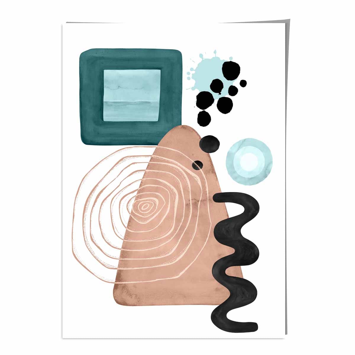 Abstract Aqua Blue and Beige Wall Art Poster No 6