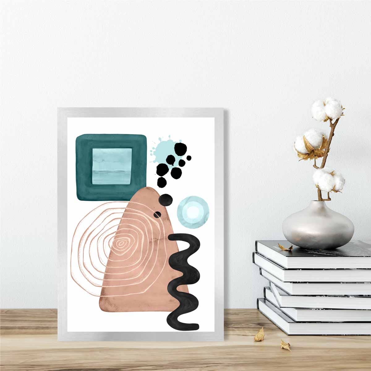 Abstract Aqua Blue and Beige Wall Art Poster No 6