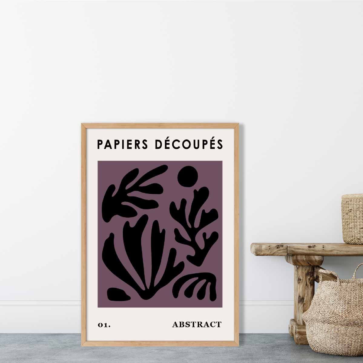 Abstract Floral Poster in Dark Purple and Black No 1