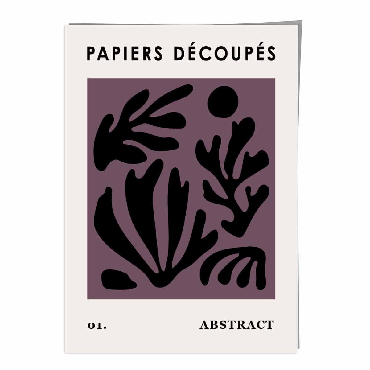 Abstract Floral Poster in Dark Purple and Black No 1
