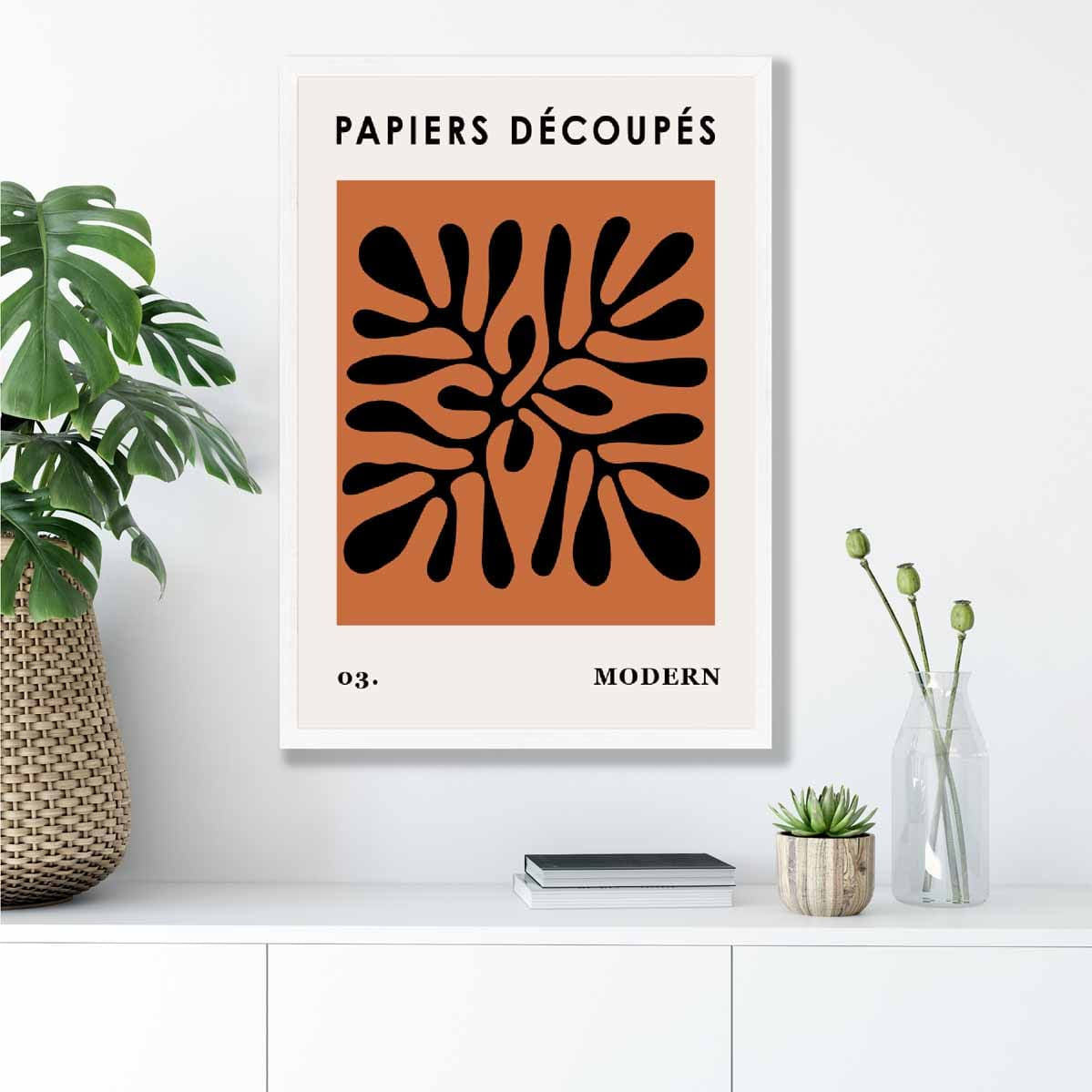 Abstract Floral Poster in Dark Orange and Black No 3