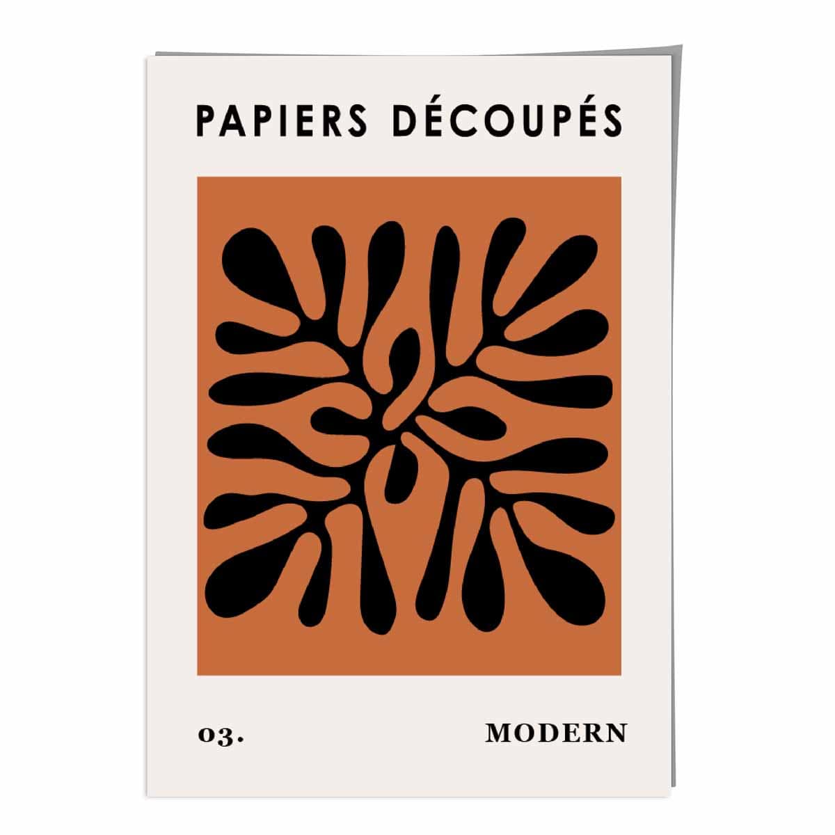 Abstract Floral Poster in Dark Orange and Black No 3