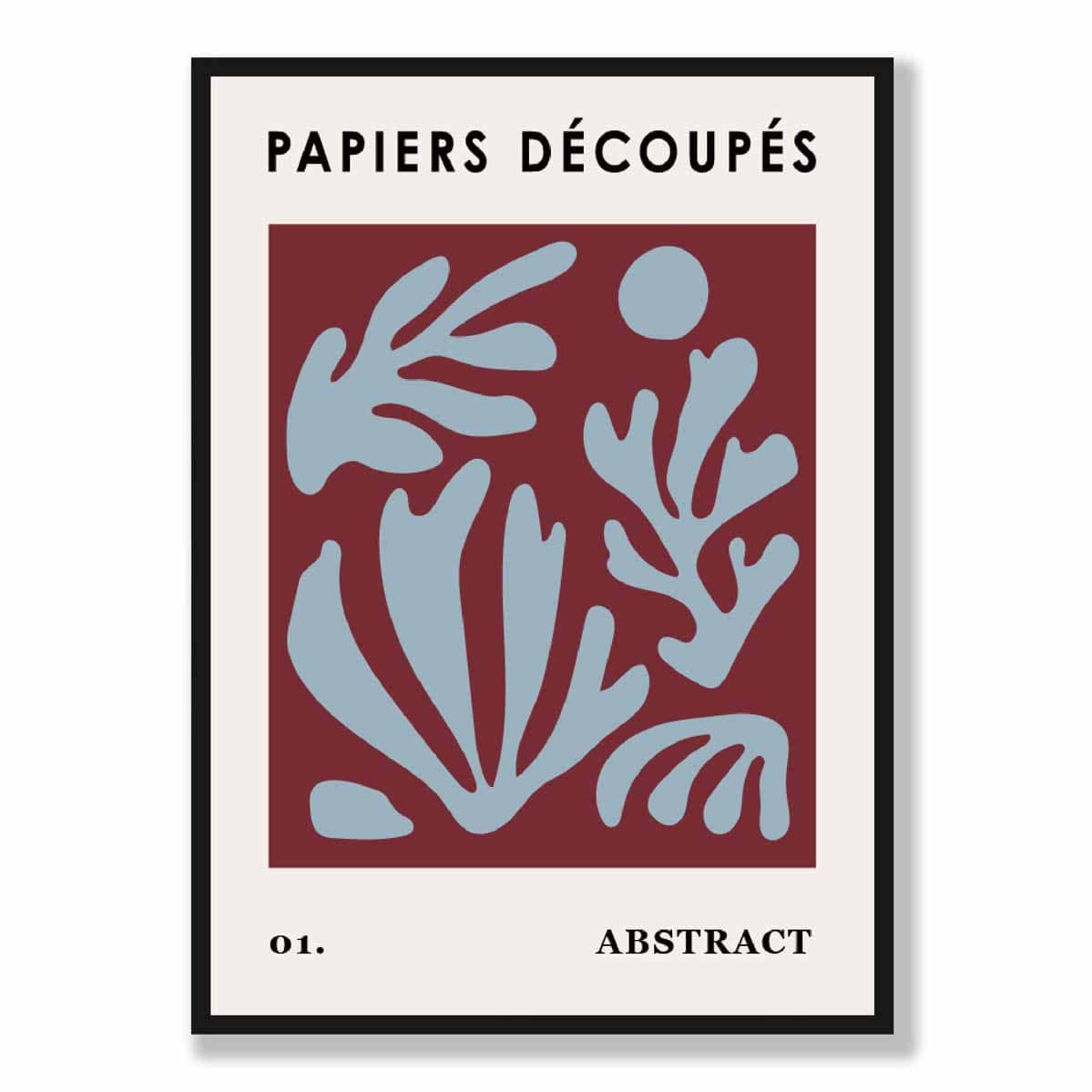 Papiers Decoupes Abstract Poster No 1 in Red and Blue
