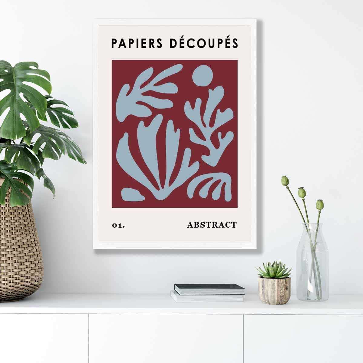Papiers Decoupes Abstract Poster No 1 in Red and Blue