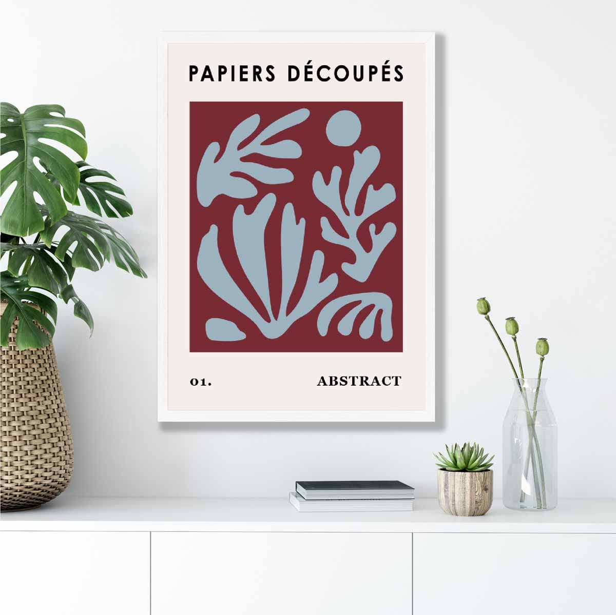 Papiers Decoupes Abstract Poster No 1 in Red and Blue